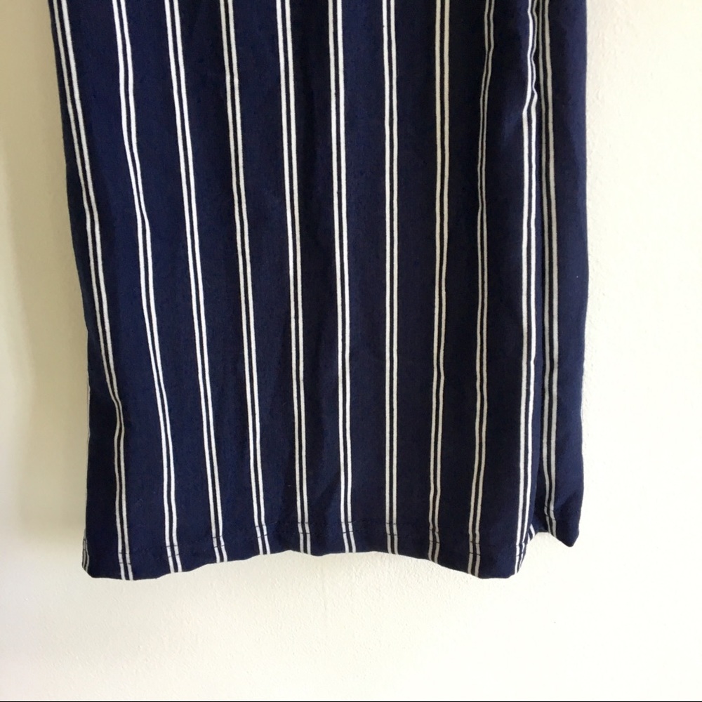 JUMPSUIT Navy Wide Leg Striped Open Back Tie Bow - Picture 8 of 8